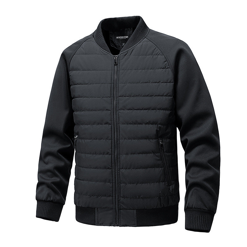 Men's Lightweight Hybrid Bomber Jacket with Quilted Front Raglan Sleeves and Ribbed Cuffs Mune Fashion