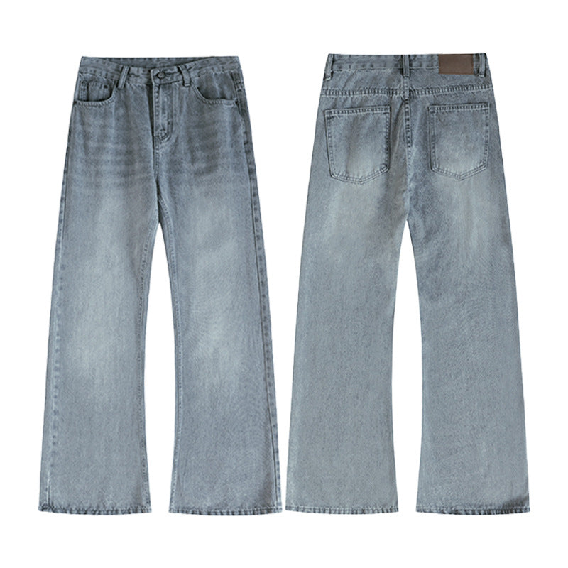 Men's Wide Flared Jeans made from washed denim with subtle fade effects Mune Fashion
