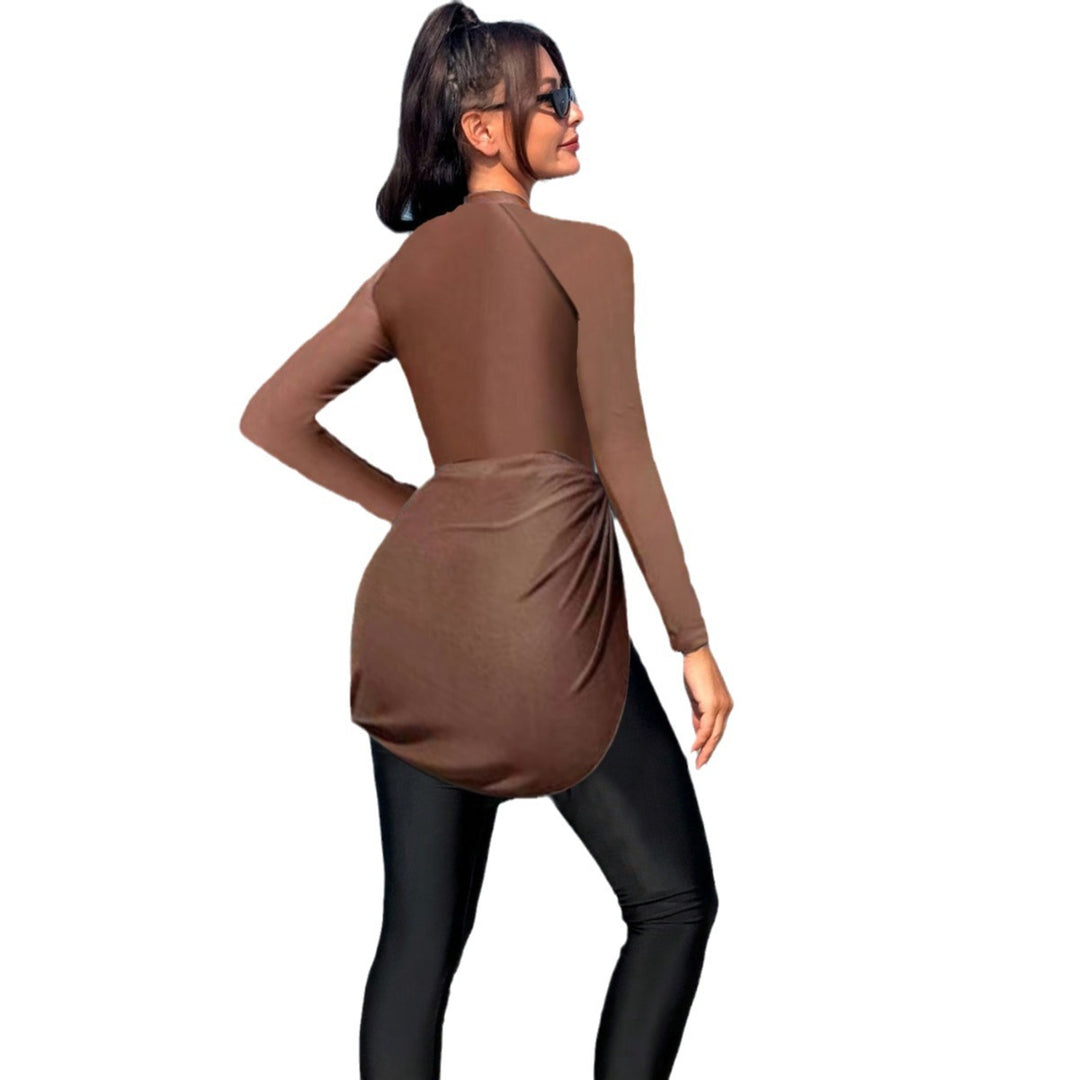 Women's sporty swimsuit with long sleeves and wrap look Mune Fashion