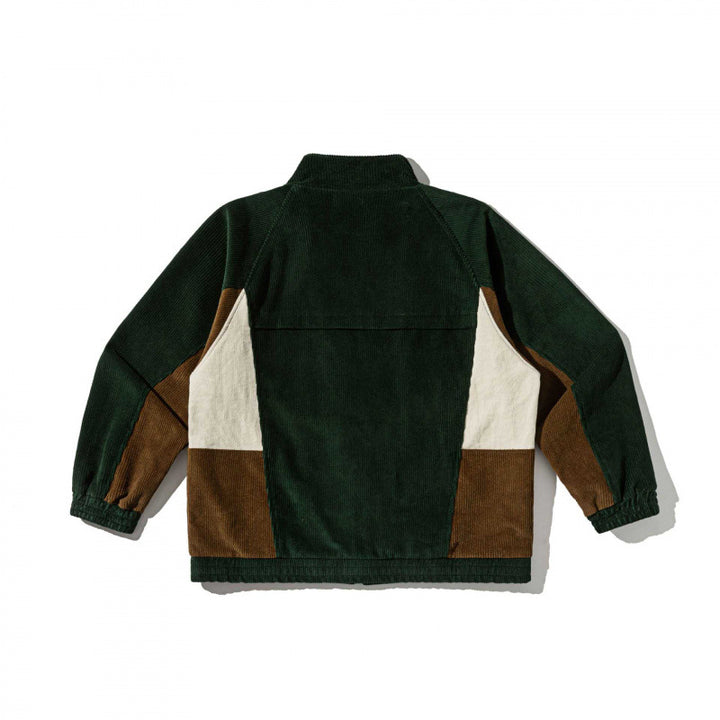 Unisex Boxy Cord Fleece Zip Jacket with Color Block Inserts and Stand Collar Mune Fashion