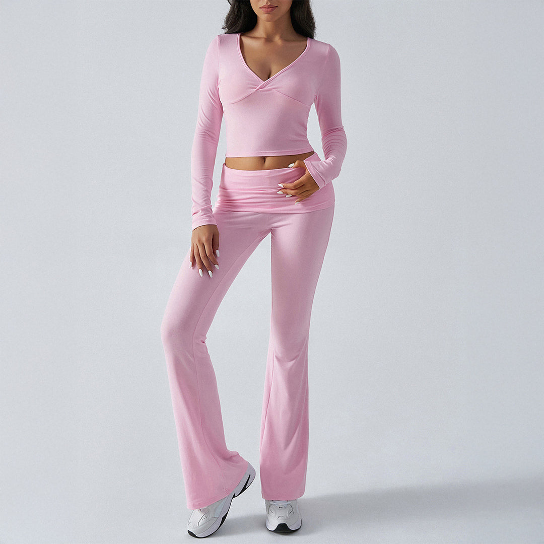 Women's form-fitting yoga set with high waist and V-neck Mune Fashion