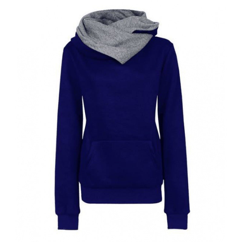 Women's Tailored Hoodie with Overlapping Shawl Collar and Kangaroo Pocket Mune Fashion