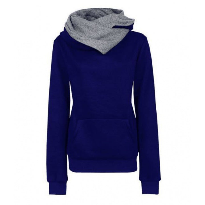 Women's Tailored Hoodie with Overlapping Shawl Collar and Kangaroo Pocket Mune Fashion