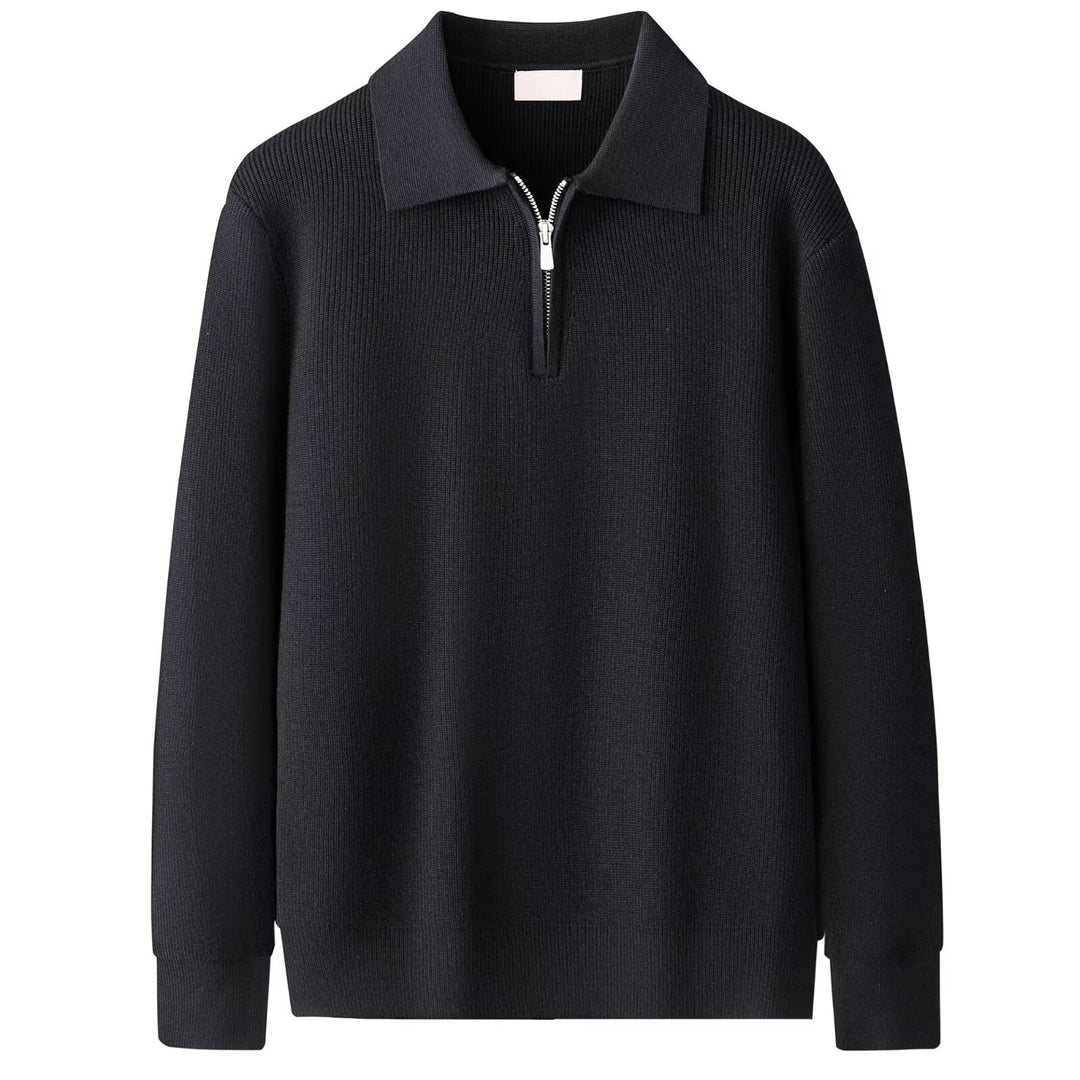 Men's Elegant Sweater with Stand-Up Collar and Zipper Mune Fashion