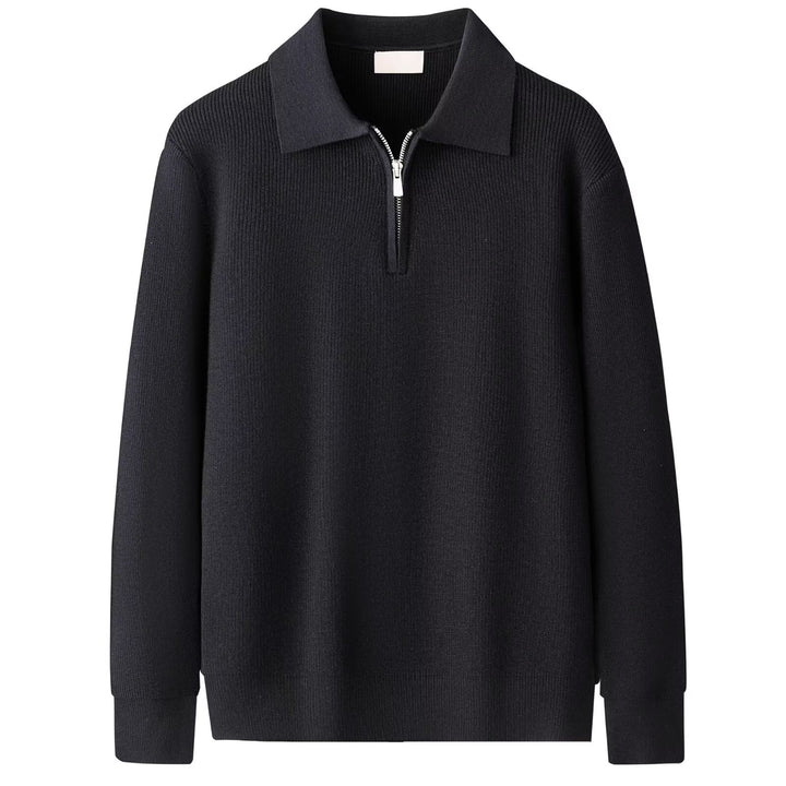 Men's Elegant Sweater with Stand-Up Collar and Zipper Mune Fashion