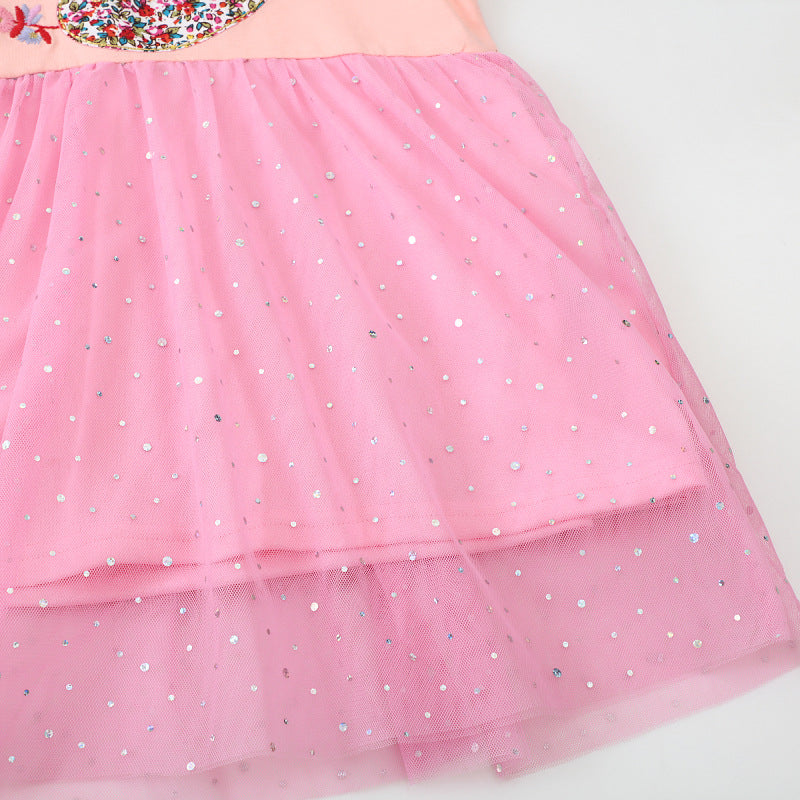Girl tulle dress with floral appliqués Mune Fashion