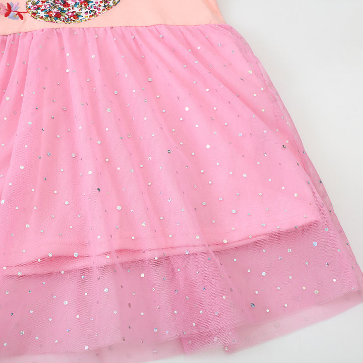 Girl tulle dress with floral appliqués Mune Fashion
