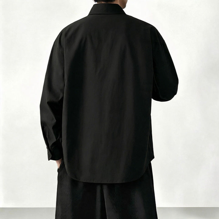 Women's Oversized Shirt with Stand Collar and Concealed Button Placket Mune Fashion
