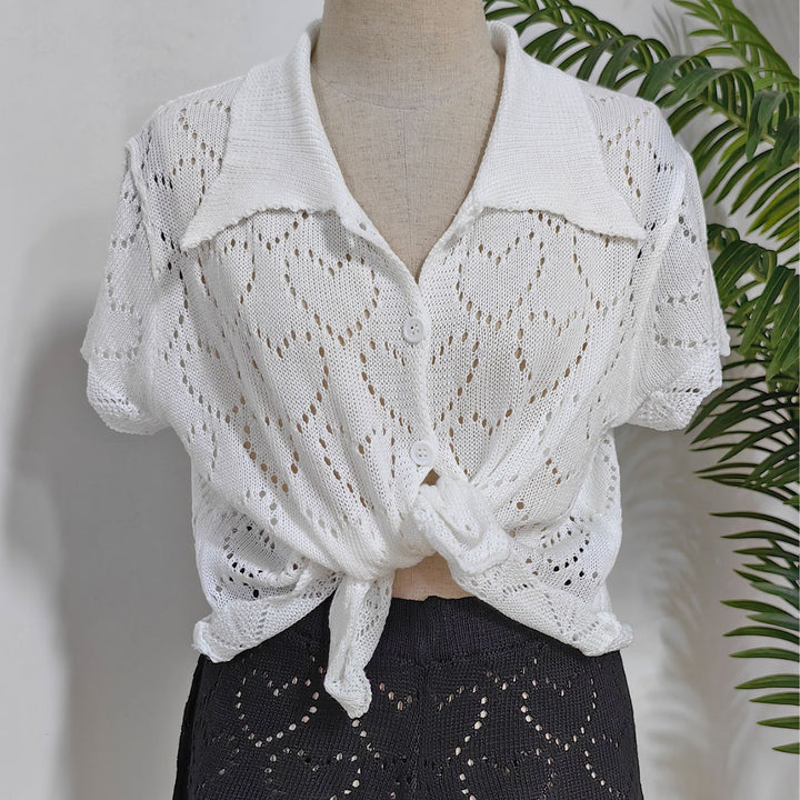 Women's airy crochet cardigan with trendy lace pattern Mune Fashion