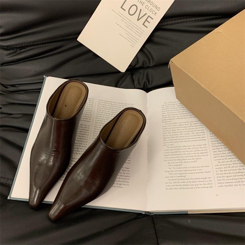 Women pointed toe Slip-On Mules with sculpted wedge heel Mune Fashion