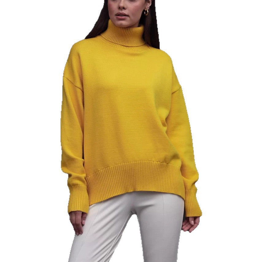 Ladies Boxy Turtleneck Sweater made of fine fine knit with dropped shoulders Mune Fashion