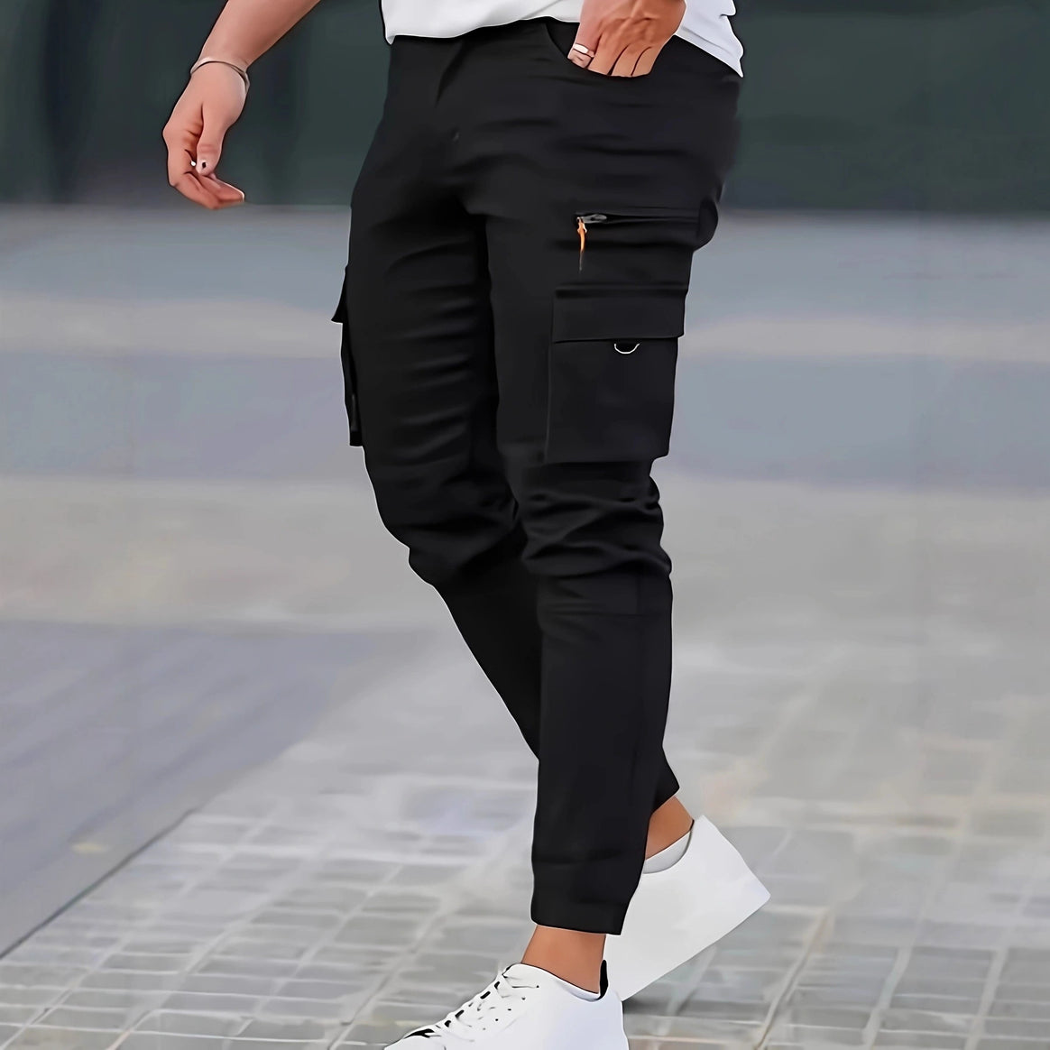 Men's tapered utility cargo pants with zip pocket, flap pockets, and D-ring Mune Fashion