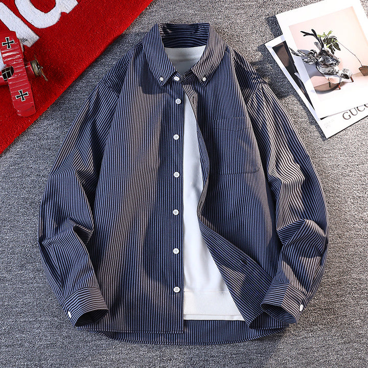 Men's striped overshirt jacket made of cotton blend with chest pocket Mune Fashion