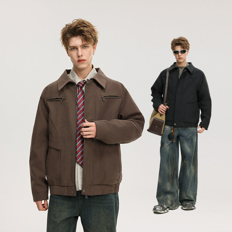 Herren Kurzjacke aus Wollmix mit verdecktem Reißverschluss und Brusttaschen Mune Fashion