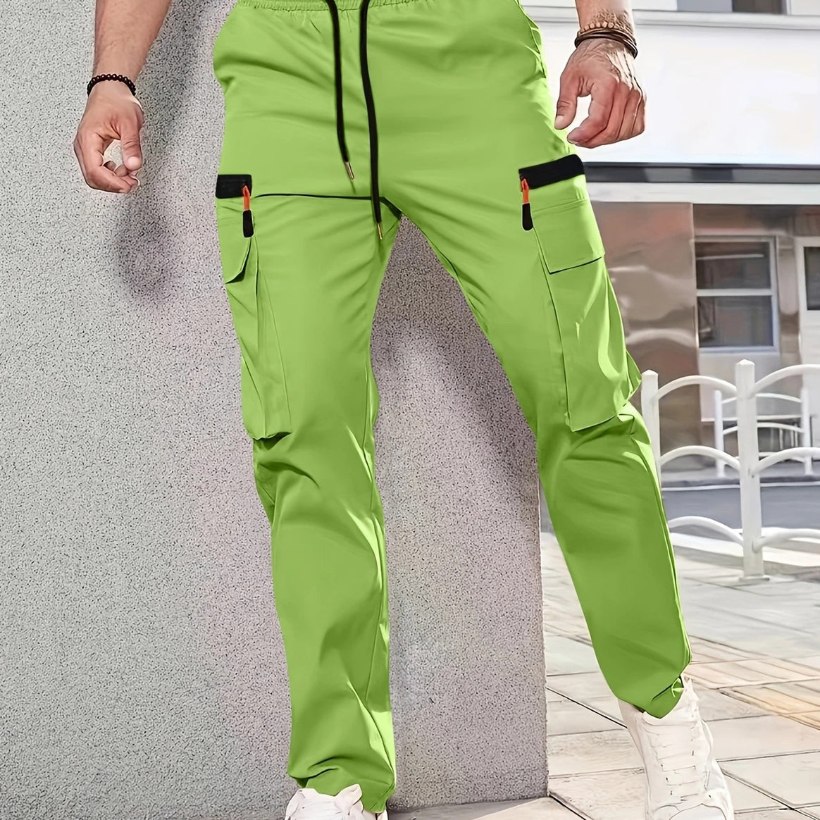 Men's Tapered Cargo Jogging Pants with Elastic Waistband, Drawstring & Multi-Pockets Mune Fashion