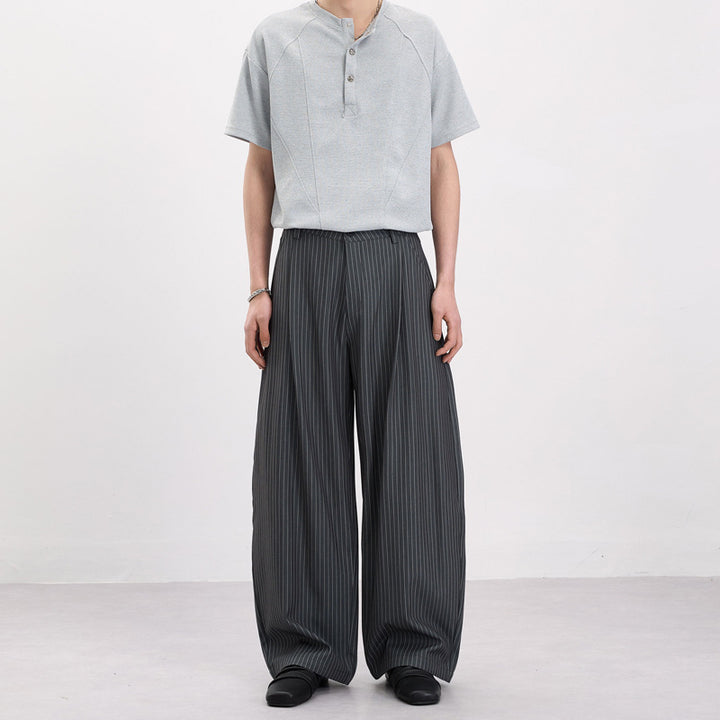 Men's Wide Pinstripe Palazzo Pants Mune Fashion