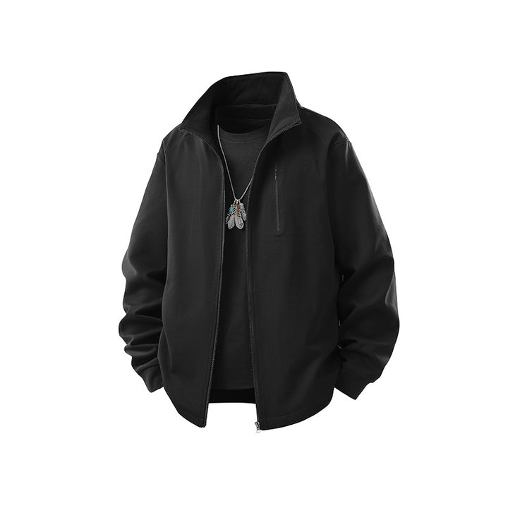 Men's Technical Softshell Training Jacket with Stand-up Collar, Chest Zip and Breathable Structure Mune Fashion