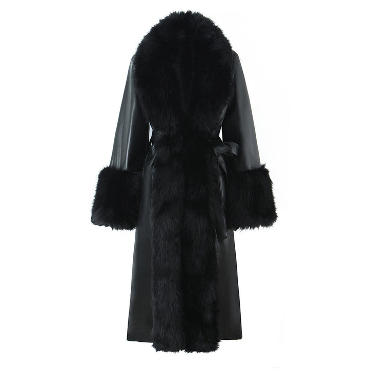 Women's Oversized Faux Leather Jacket with Kinesiology-Inspired Drawstrings Mune Fashion