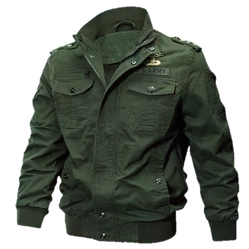 Men's military bomber jacket with epaulettes, stand-up collar and utility pockets Mune Fashion