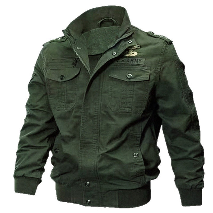 Men's military bomber jacket with epaulettes, stand-up collar and utility pockets Mune Fashion