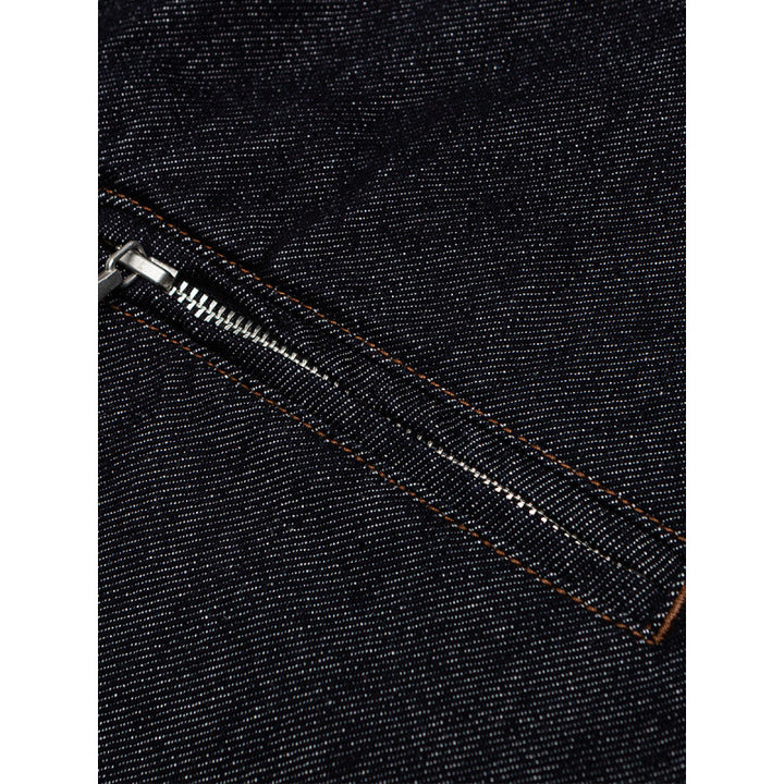 Men's Boxy Denim Jacket with Full Zip, Chest Zip Pocket and Shirt Collar Mune Fashion