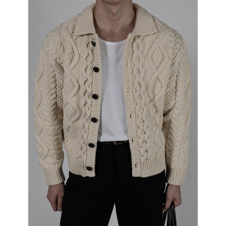 Men's chunky knit jacket with stand-up collar Mune Fashion