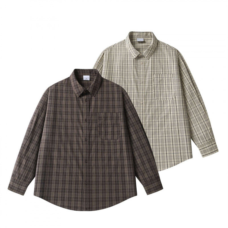 Unisex Lockered Boxy Check Overshirt made of lightweight cotton blend with back yoke and gathered detail Mune Fashion