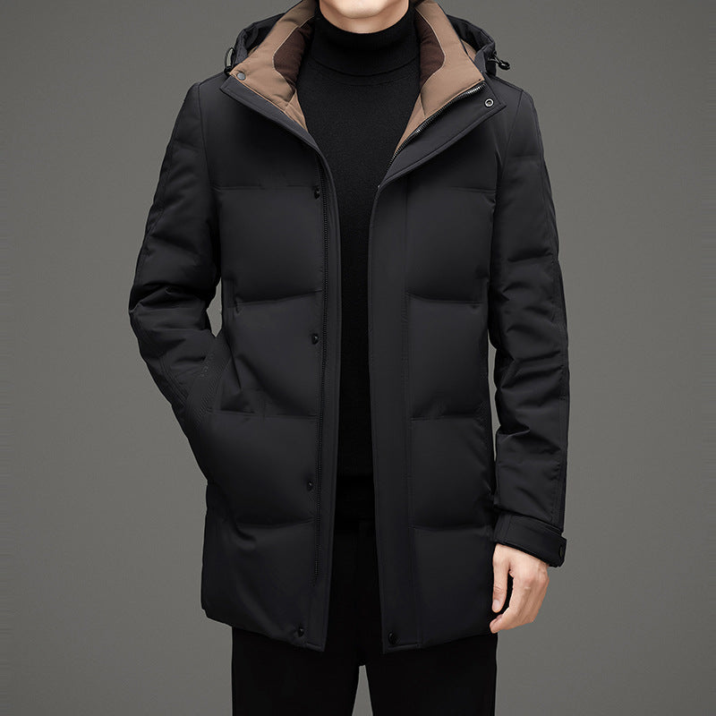 Men's padded hooded quilted jacket with elongated cut and windproof membrane Mune Fashion