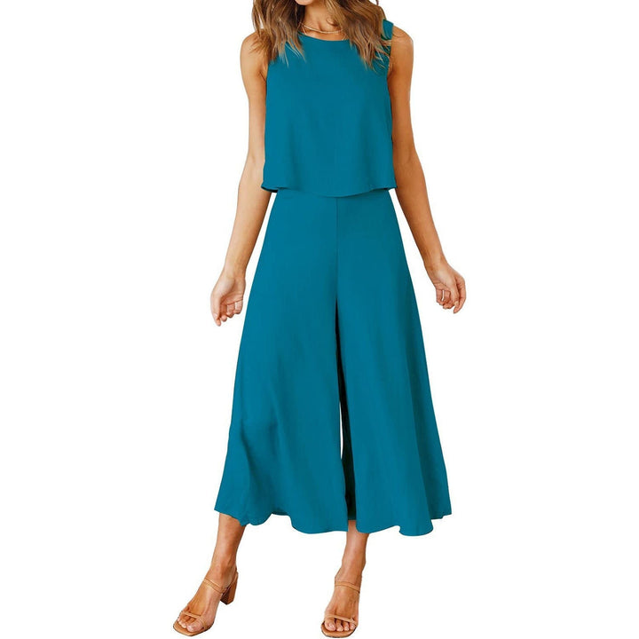 Women Airy Jumpsuit with Flowing Leg and Sleeveless Design Mune Fashion