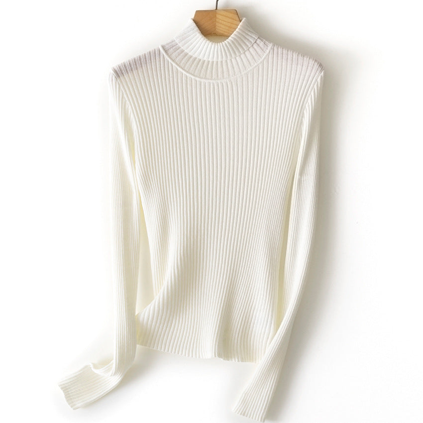 Women's Fitted Fine Ribbed Turtleneck Sweater with Stretch Finish Mune Fashion