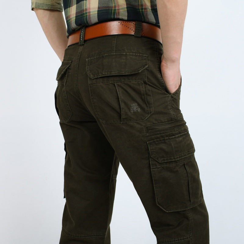 Men's Robust Elastic Canvas Cargo Pants with Reinforced Knee Areas and Multi-Pockets Mune Fashion