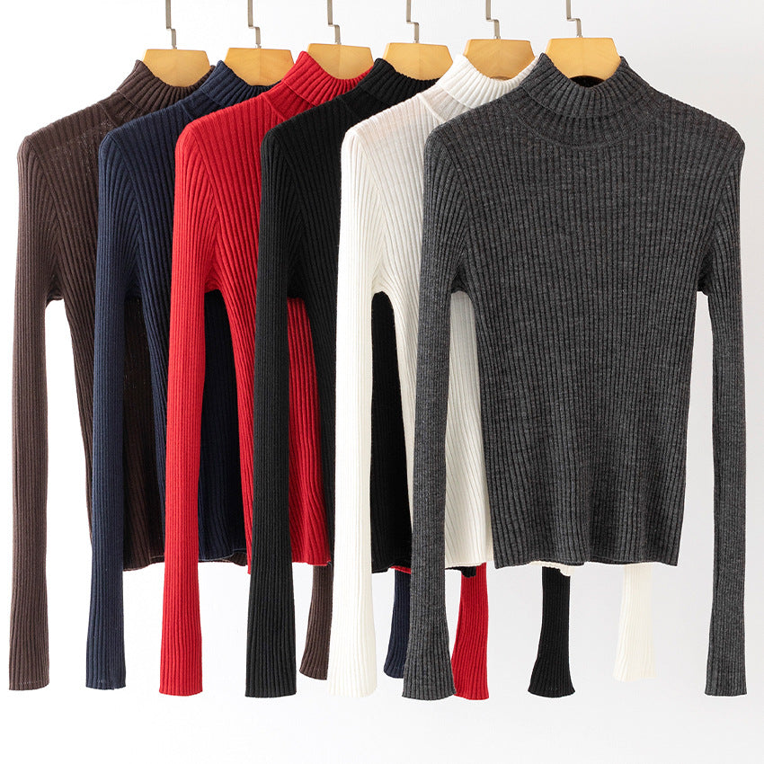 Women's Fitted Fine Ribbed Turtleneck Sweater with Stretch Finish Mune Fashion