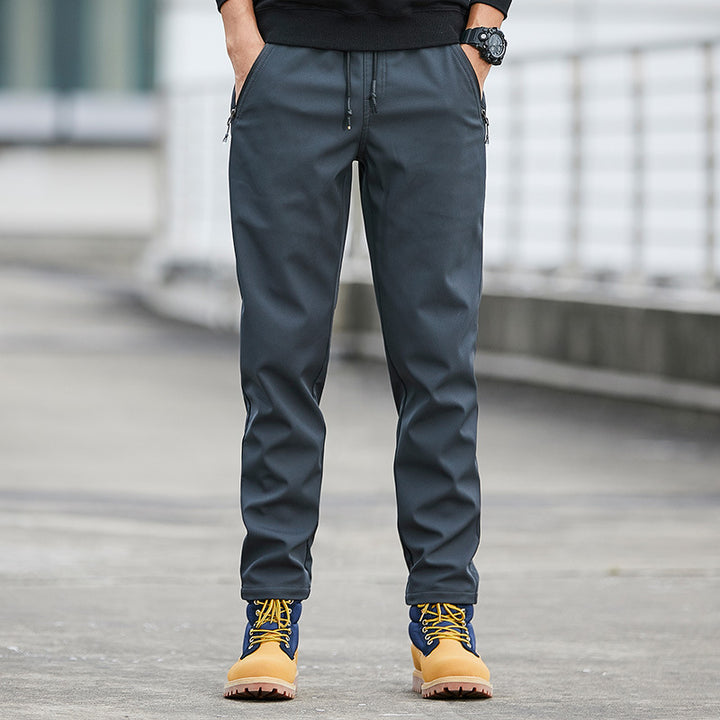 Men's Technical Softshell Jogging Pants with Water-Repellent Membrane, Zipper Pockets and Elastic Drawstring Waist Mune Fashion
