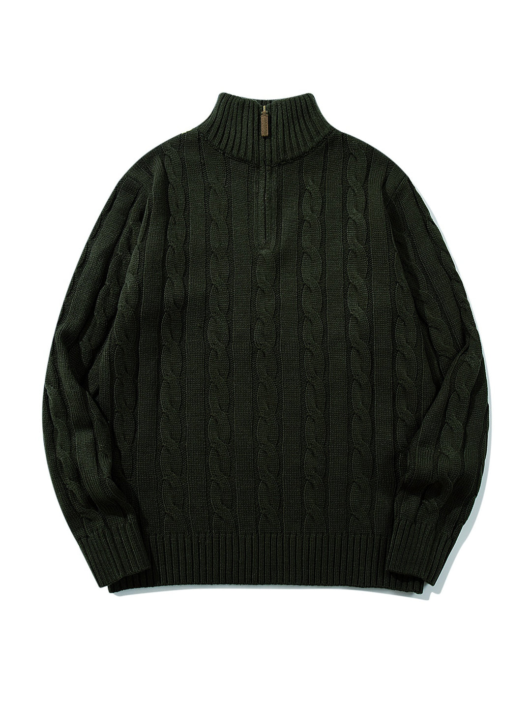 Unisex cable knit half-zip sweater with high ribbed collar and oversized fit Mune Fashion