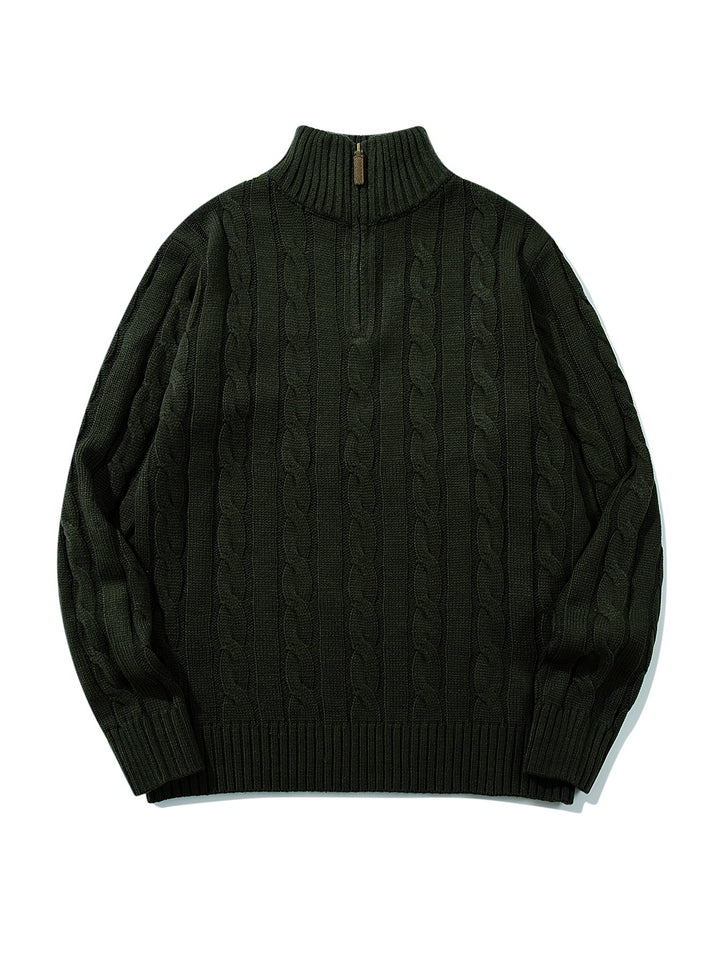 Unisex cable knit half-zip sweater with high ribbed collar and oversized fit Mune Fashion