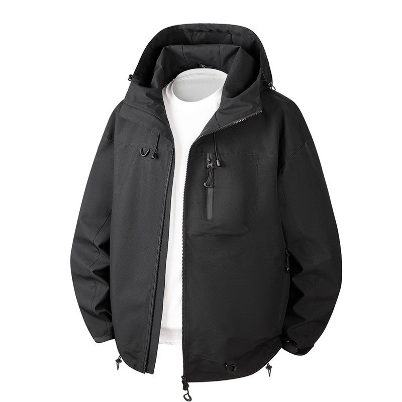 Men's Urban Protection Softshell Jacket with Adjustable Hood, Contrast Zippers, and Chest Pocket Mune Fashion