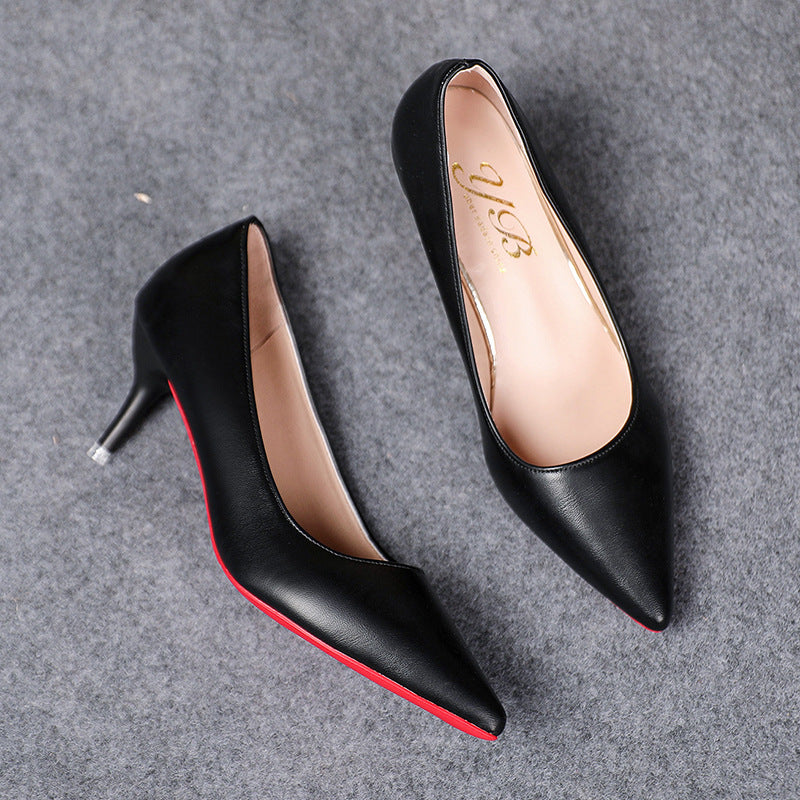 Women’s lace stiletto pumps with red sole and leather look Mune Fashion