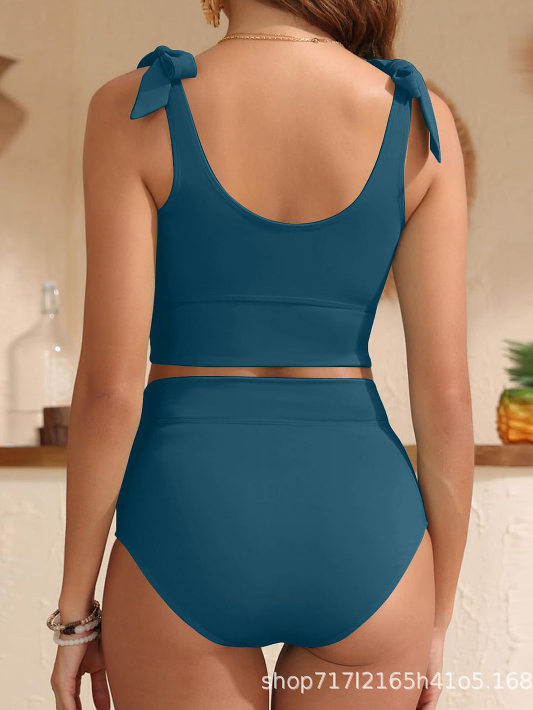 Women's High-Waisted Bikini Set with Knot-Decorated Top Mune Fashion
