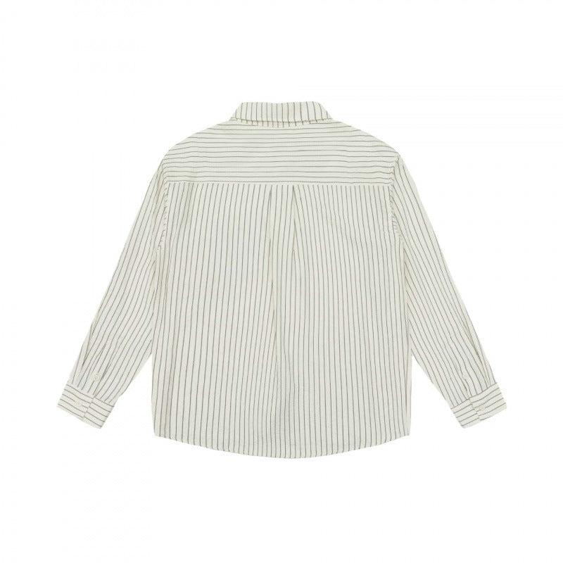 Women's Wide Striped Oversized Shirt with Kent Collar, Full Button Placket, and Contrasting Chest Pocket Mune Fashion