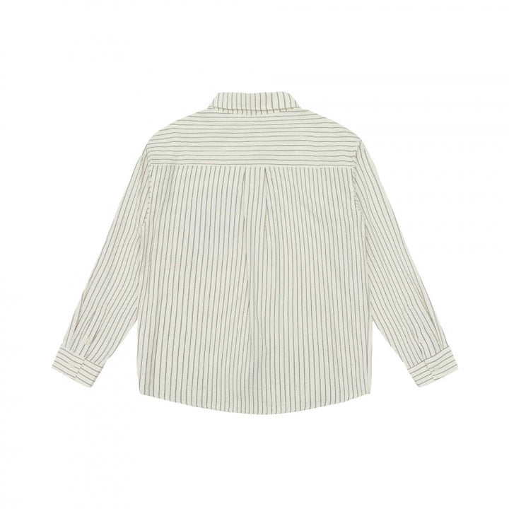 Women's Wide Striped Oversized Shirt with Kent Collar, Full Button Placket, and Contrasting Chest Pocket Mune Fashion