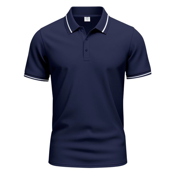 Men's breathable interlock polo shirt with contrast tipping, short button placket and slim silhouette Mune Fashion