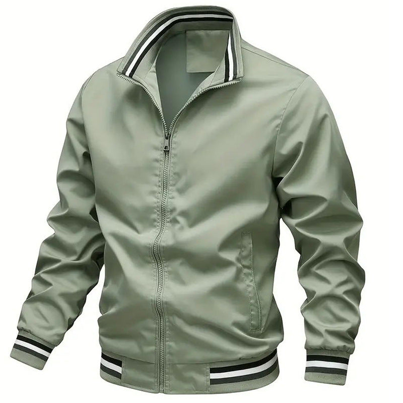 Men's lightweight bomber jacket with stand-up collar and contrast stripes Mune Fashion