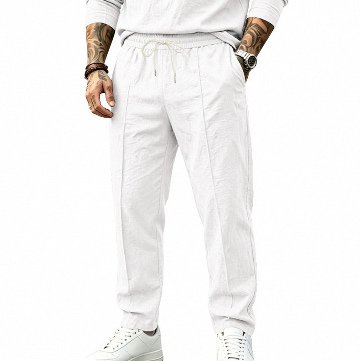 Men's Lightweight Pleated Jogging Pants with Elastic Waistband and Drawstring Mune Fashion