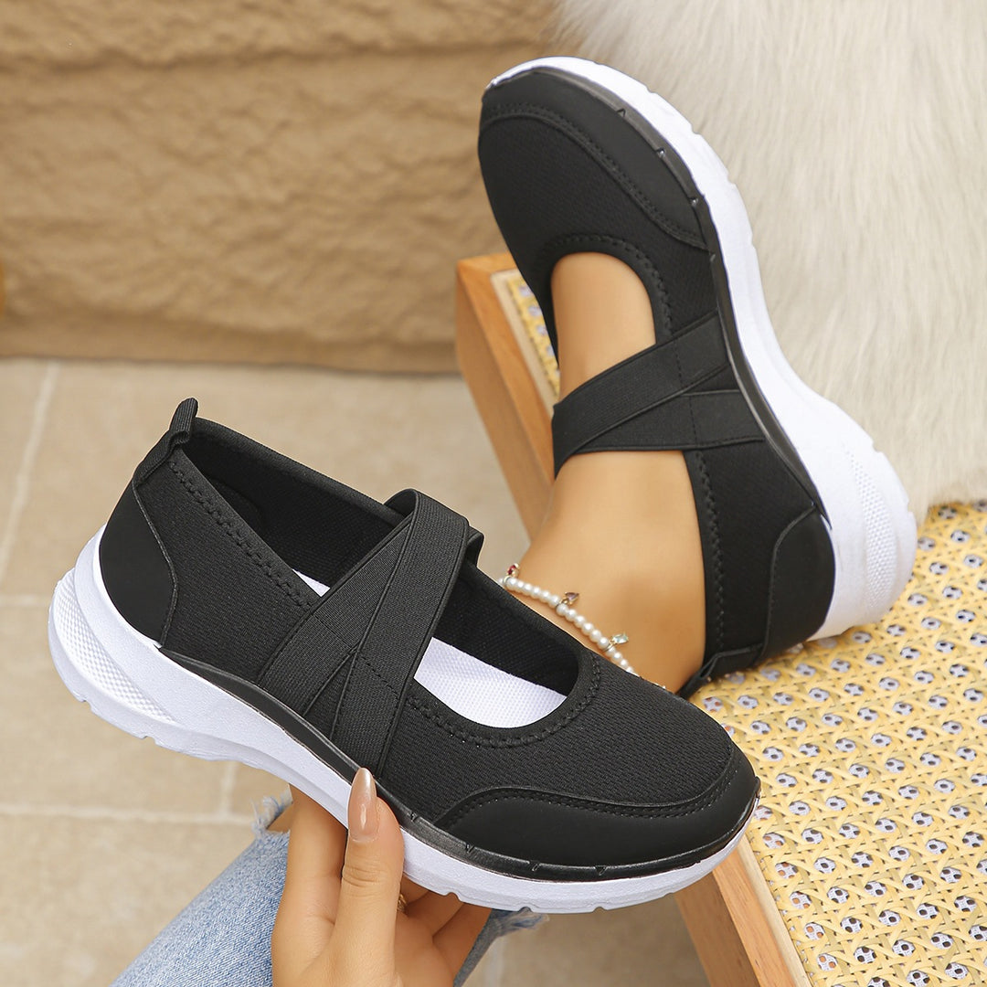 Women's Sportive Mary-Jane Sneaker with Elastic Cross Strap Mune Fashion