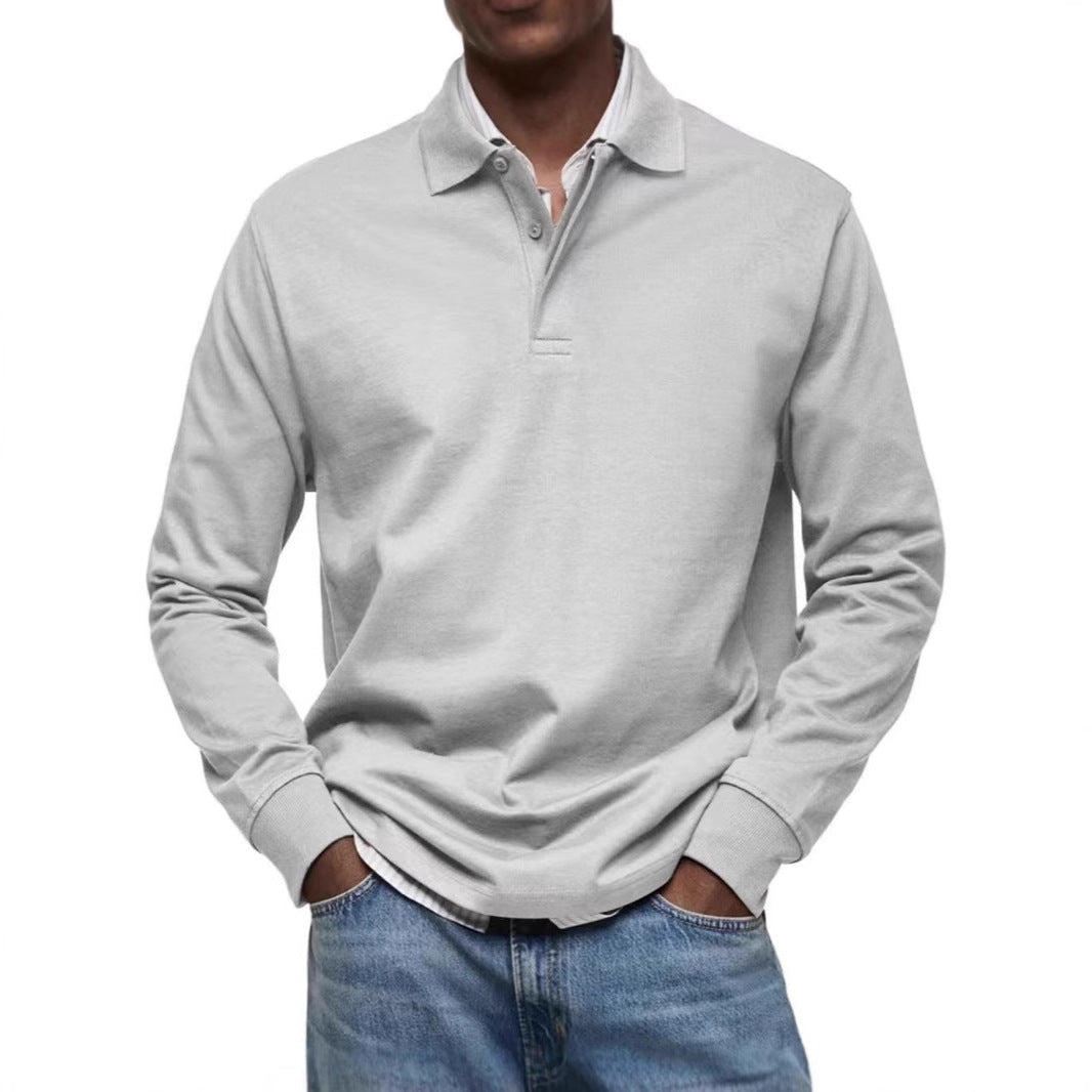 Men's fine-knit polo shirt with long sleeves, ribbed cuffs and concealed button placket Mune Fashion