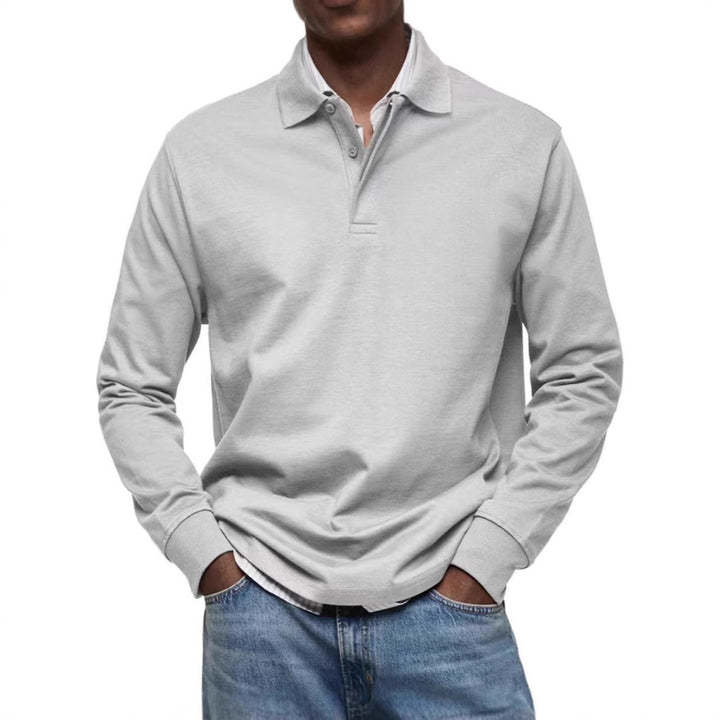 Men's fine-knit polo shirt with long sleeves, ribbed cuffs and concealed button placket Mune Fashion