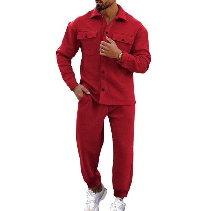 Men's two-piece overshirt and joggers set made of textured jersey with patch chest pockets and tapered silhouette Mune Fashion