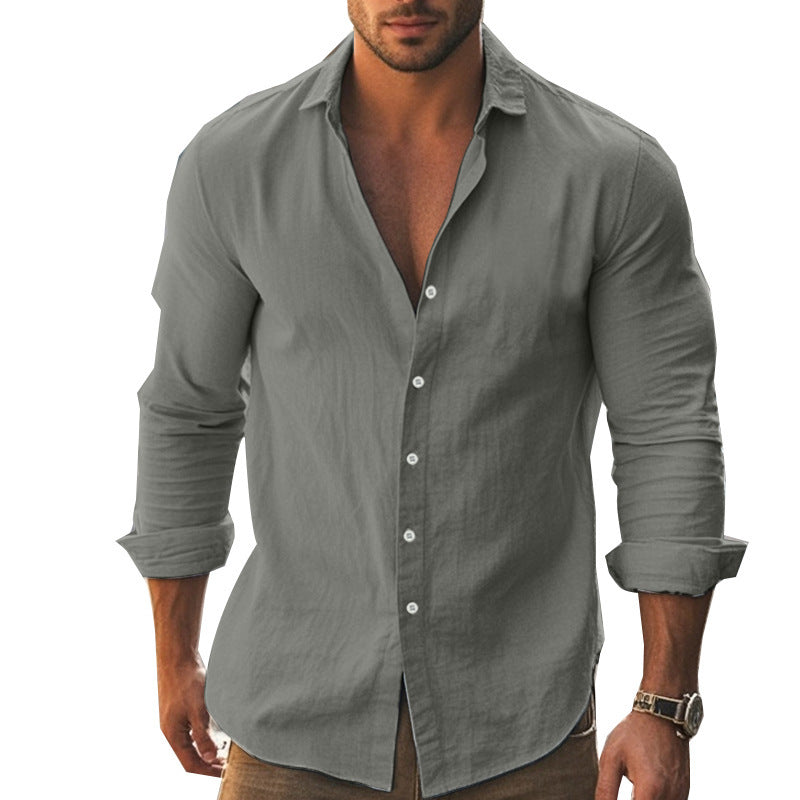 Men's Elegant Long Sleeve Shirt with Modern Collar and High-Quality Cotton Texture Mune Fashion