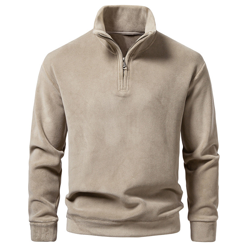 Men's Fleece Half-Zip Pullover with Standing Collar and Soft Microfleece Mune Fashion