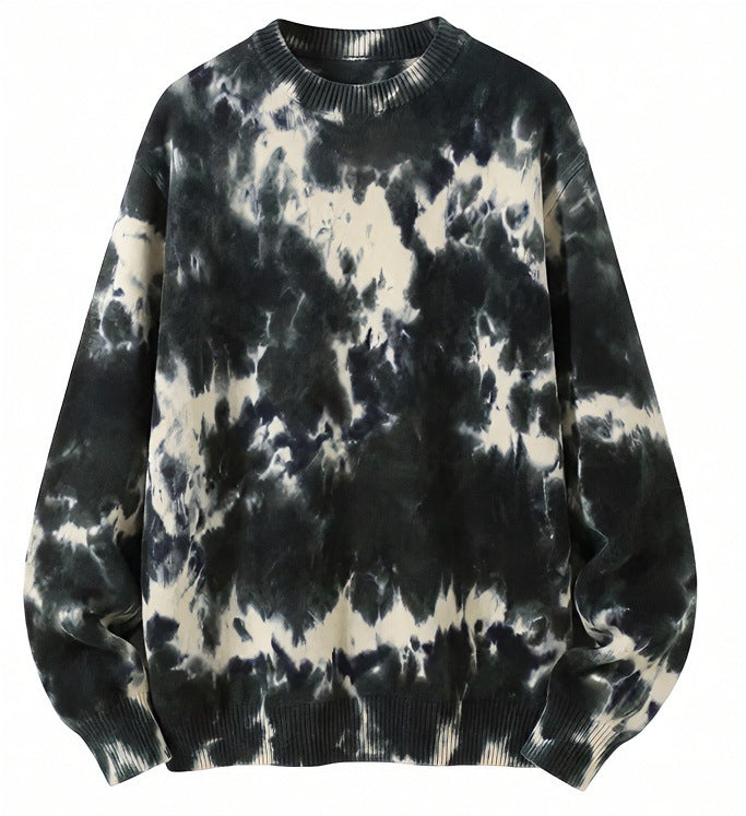 Men's Oversized Batik Sweater with Crew Neck and Ribbed Cuffs Mune Fashion